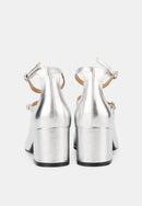 Babies À Talons - Cuir Métallisé Silver - Sofia