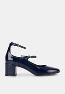 Babies À Talons - Cuir Bleu Navy - Sofia