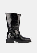 Bottes À Boucles- Cuir Brillant Noir - Talia