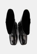 Bottes À Boucles- Cuir Brillant Noir - Talia