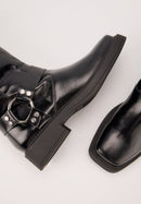 Bottes À Boucles- Cuir Brillant Noir - Talia