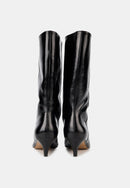 Bottines À Talons - Cuir Noir Brillant - Yolanda