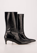 Bottines À Talons - Cuir Noir Brillant - Yolanda