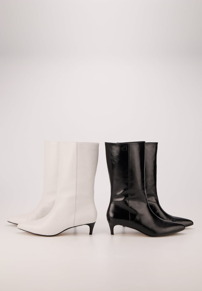 Bottines À Talons - Cuir Lisse Blanc - Yolanda