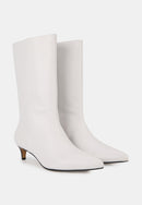 Bottines À Talons - Cuir Lisse Blanc - Yolanda