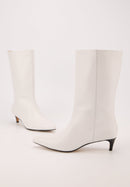 Bottines À Talons - Cuir Lisse Blanc - Yolanda