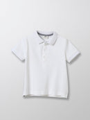 Polo Piqué - Blanc Moyen Uni - Bébé