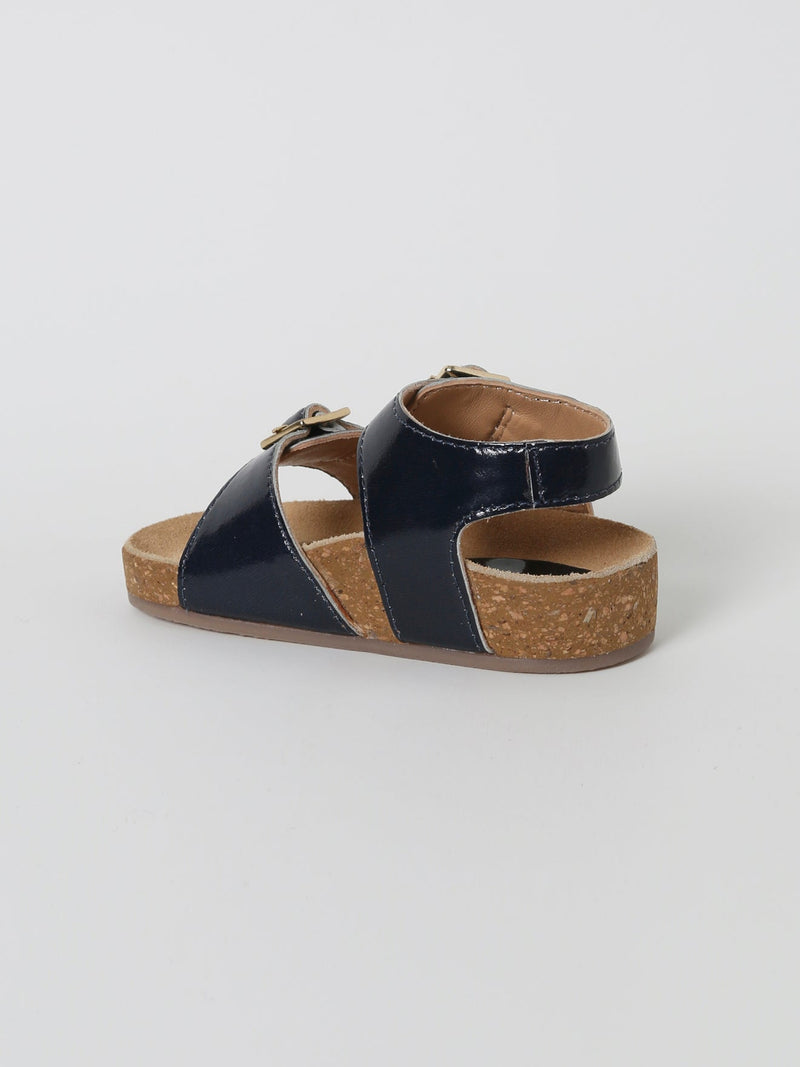 Sandalia Doble Hebilla - Liso Azul Oscuro - Bebé