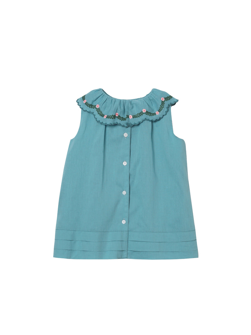 Robe Grand Col - Bleu Moyen Uni - Bébé
