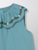 Robe Grand Col - Bleu Moyen Uni - Bébé