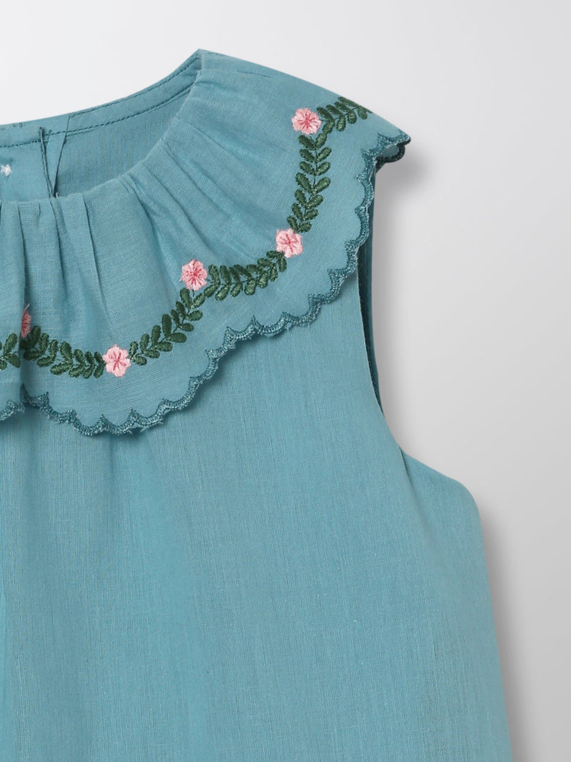 Vestido Cuello Grande - Liso Azul Medio - Bebé
