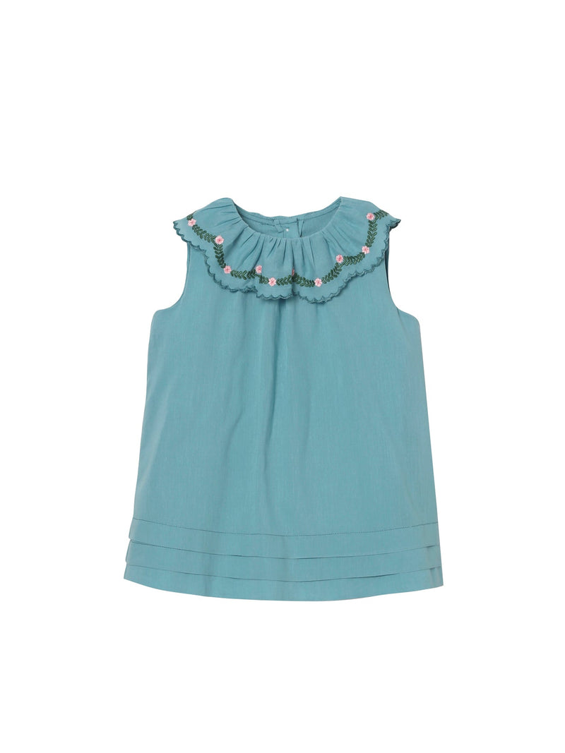 Vestido Cuello Grande - Liso Azul Medio - Bebé