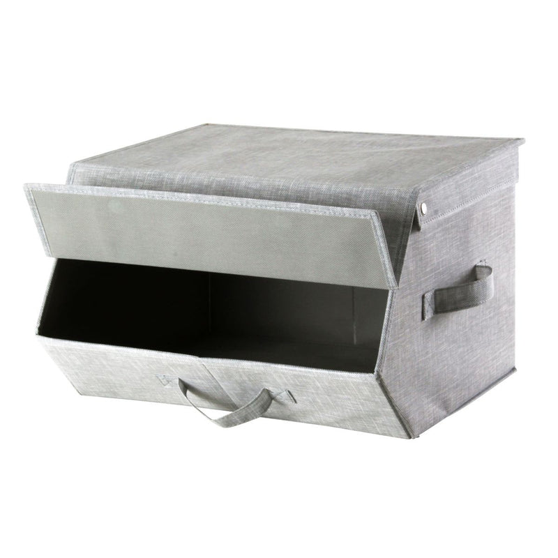 Boîte De Rangement Avec Couvercle Et Rabat - Gris