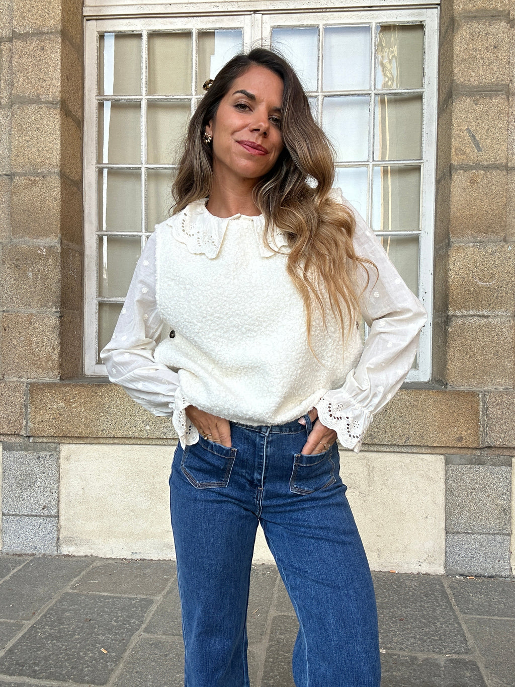 Jersey sin mangas Louisa beige