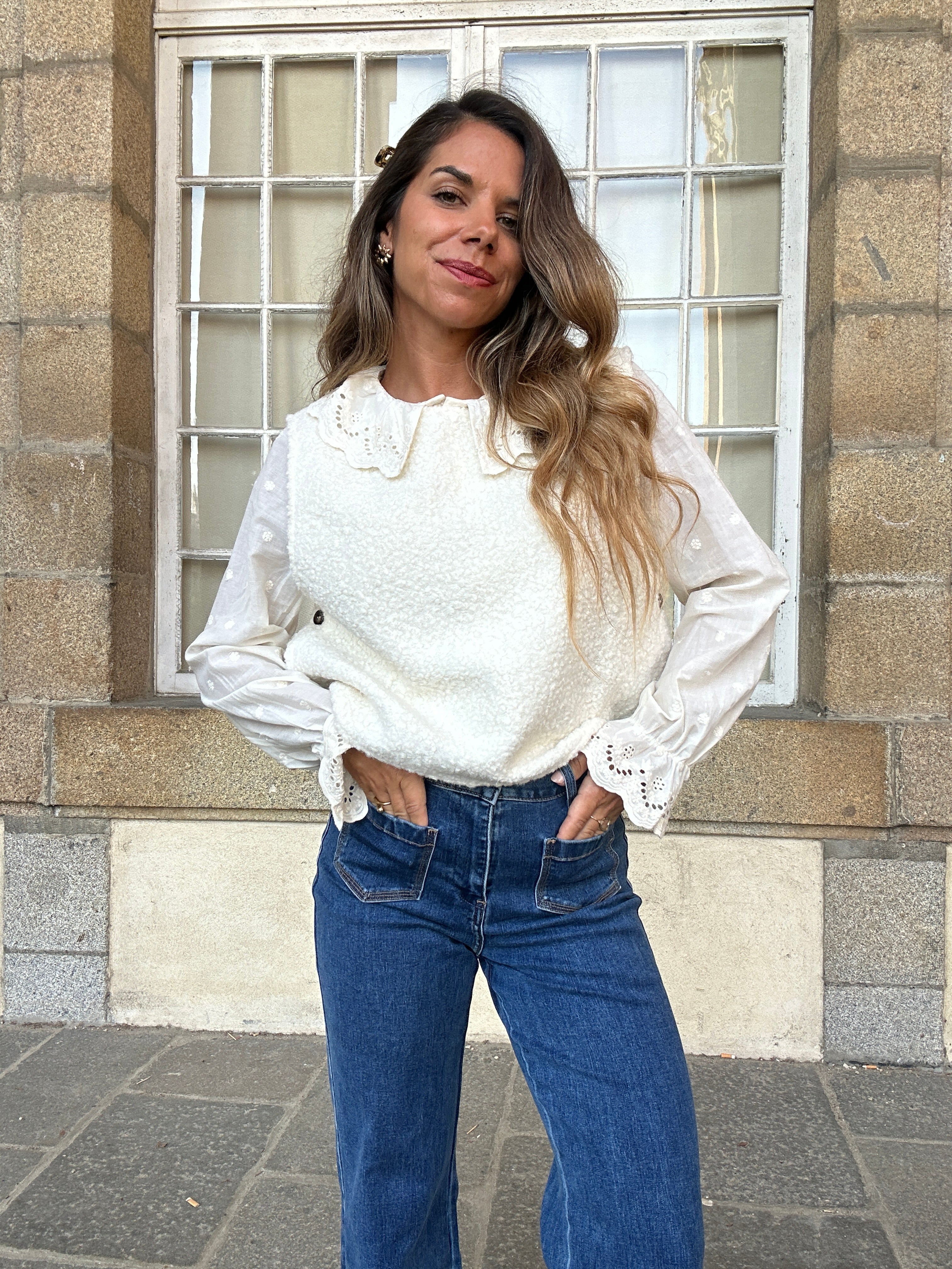 Jersey sin mangas Louisa beige