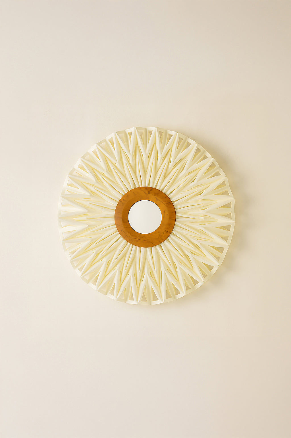 Lámpara de pared pequeña de tela Matahari - Blanco plisado con espejo