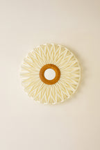 Lámpara de pared pequeña de tela Matahari - Blanco plisado con espejo
