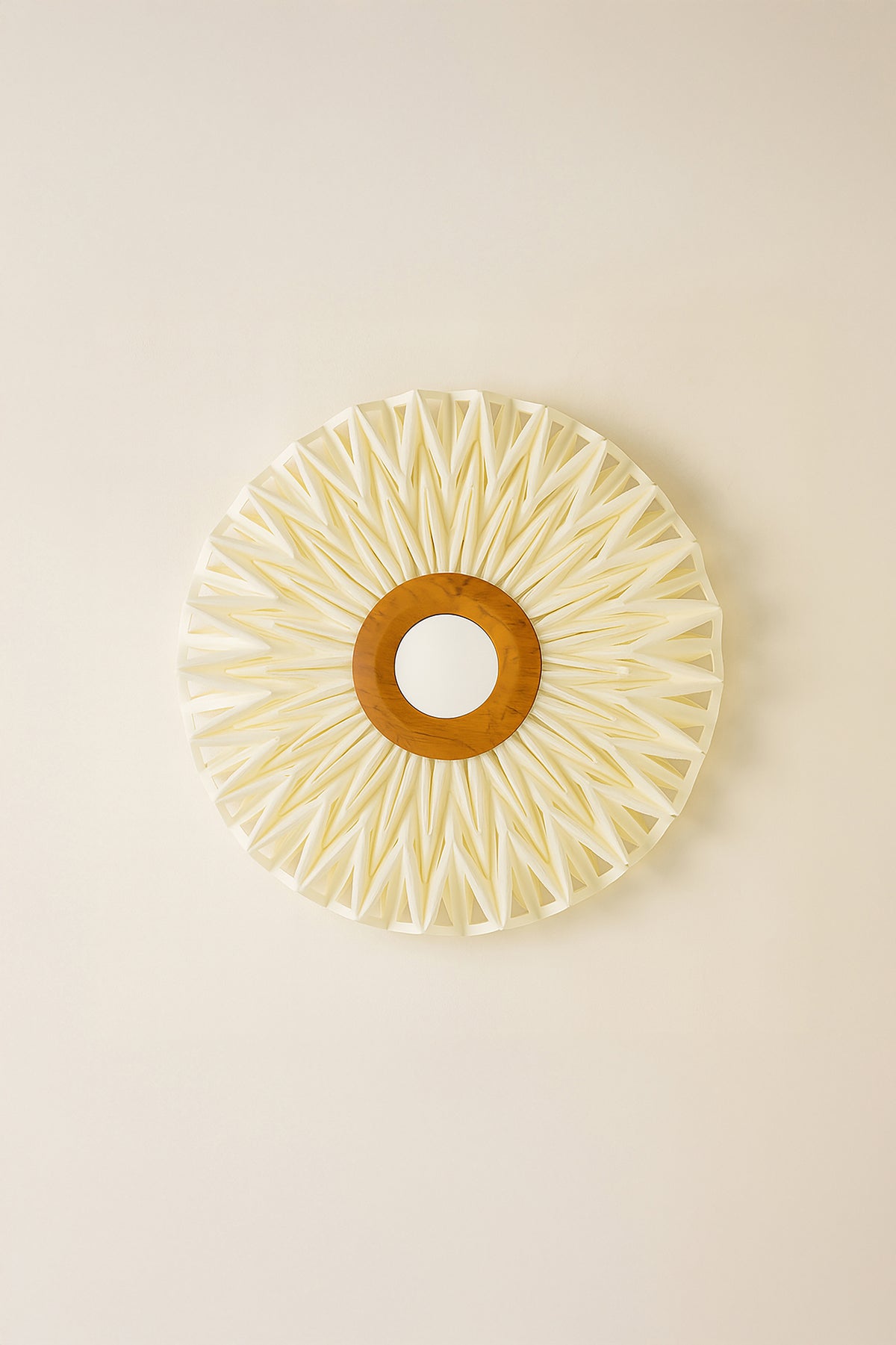 Lámpara de pared pequeña de tela Matahari - Blanco plisado con espejo