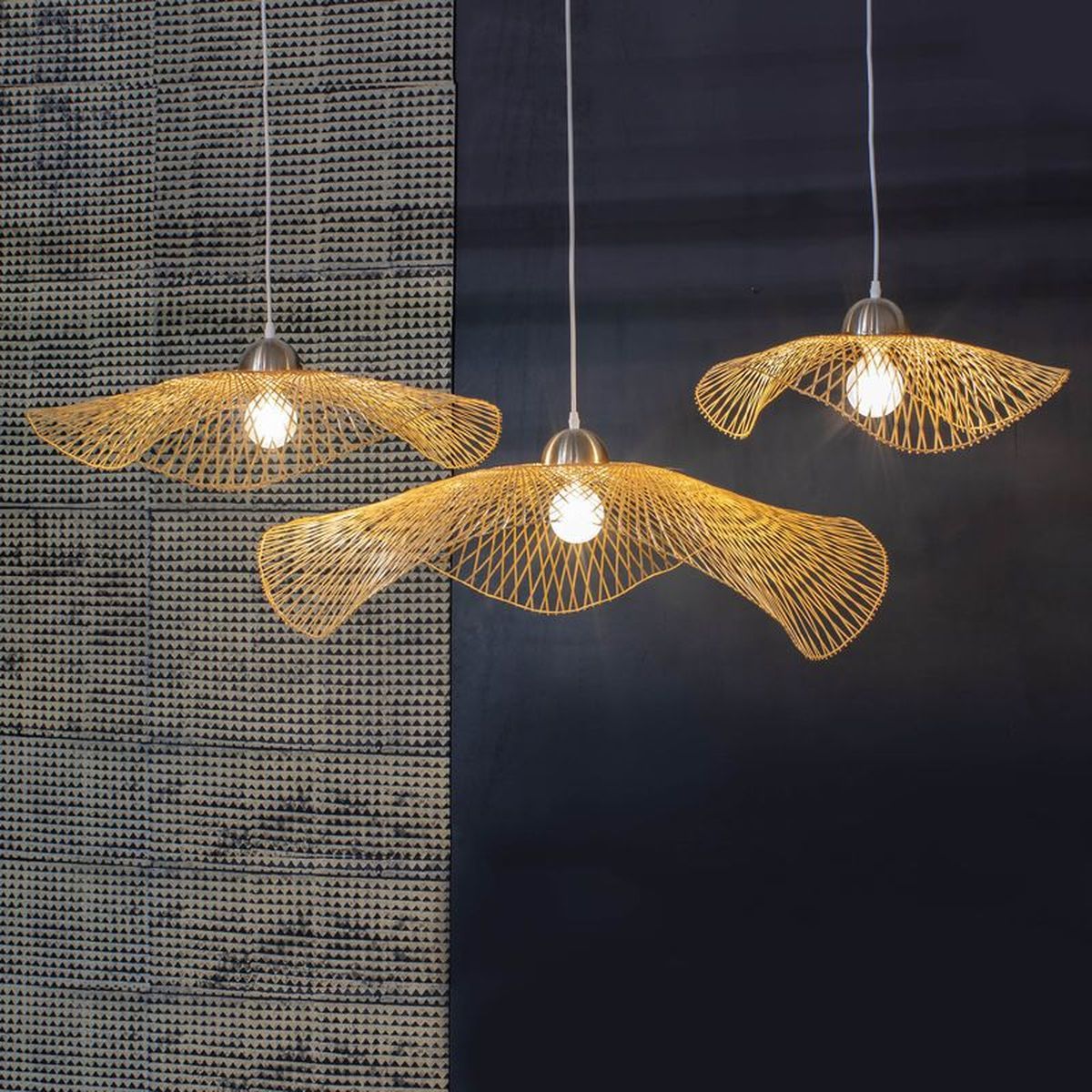 Lámpara Colgante Caravelle - Bambú Tejido - 75Cm