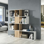 Zigzag - Bookcase with 4 Levels and 11 Compartments - Light Wood