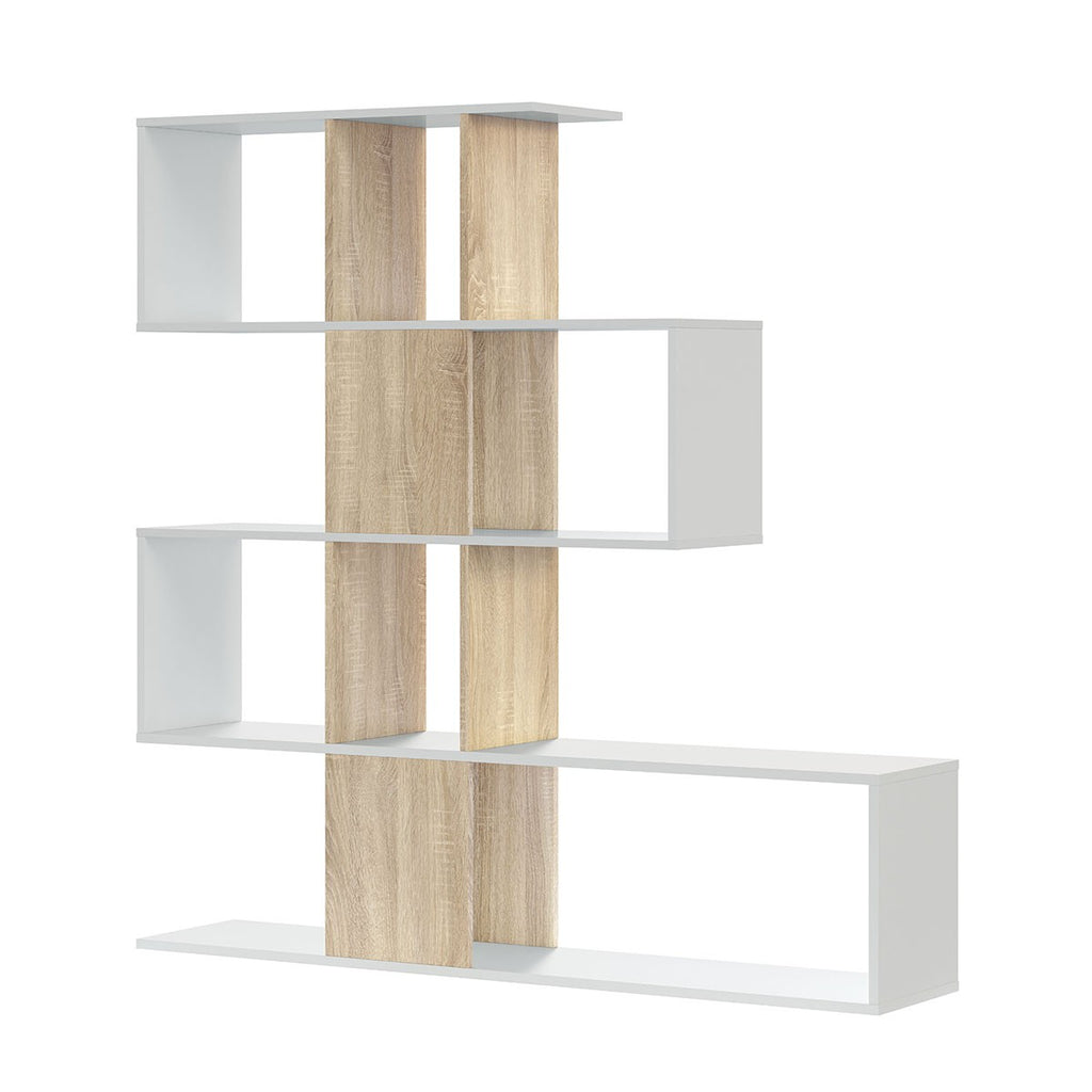 Zigzag - Bookcase with 4 Levels and 11 Compartments - Light Wood
