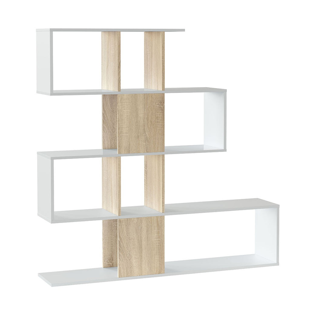 Zigzag - Bookcase with 4 Levels and 11 Compartments - Light Wood