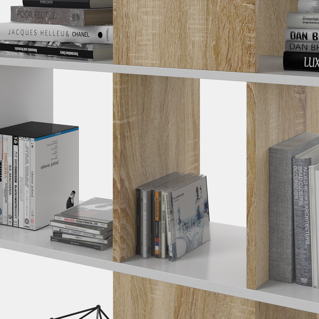 Zigzag - Bookcase with 4 Levels and 11 Compartments - Light Wood