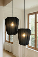 Small Alba Pendant Lamp - Black Cotton and Metal