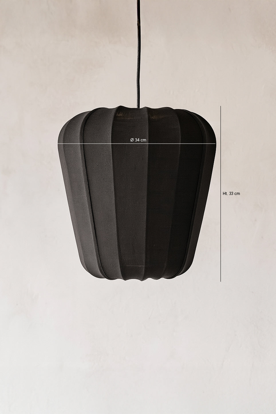 Small Alba Pendant Lamp - Black Cotton and Metal