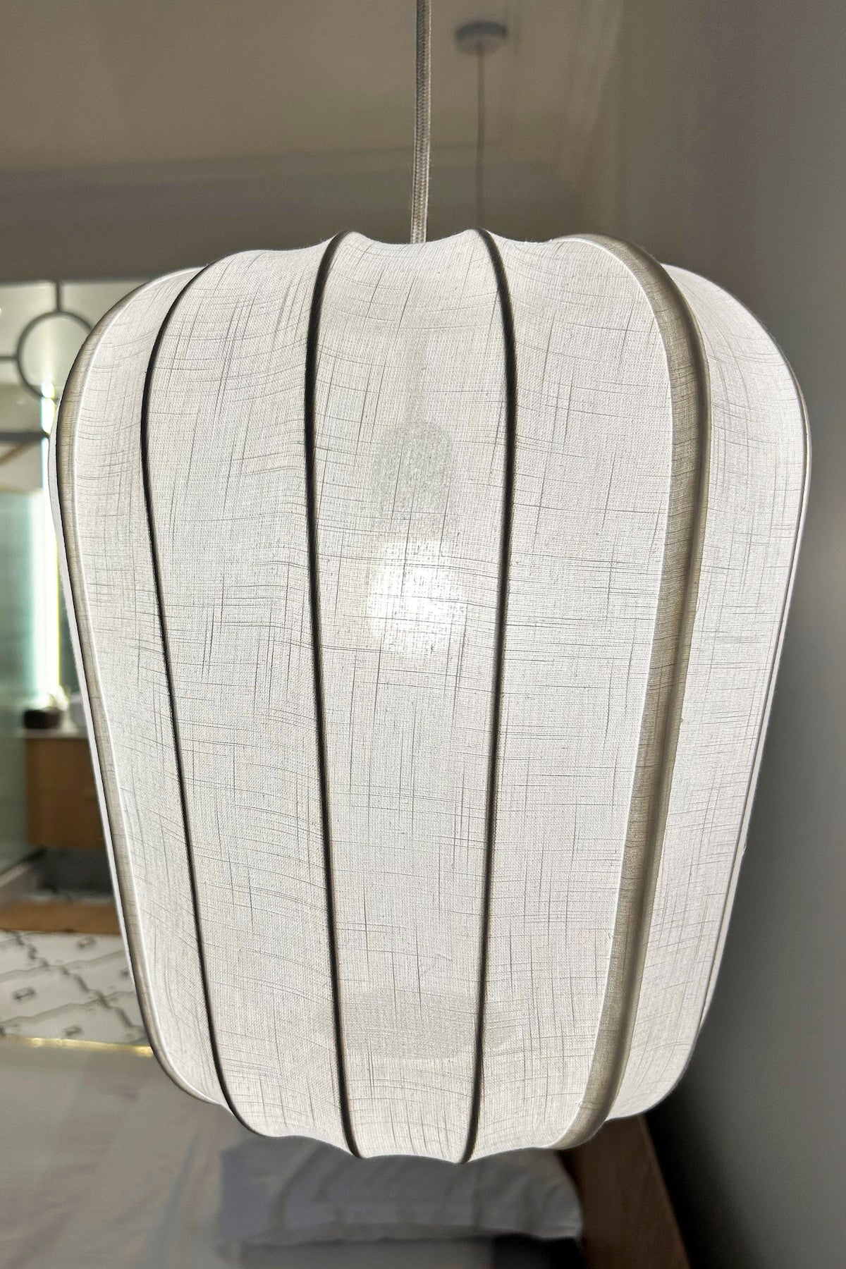 Small Alba Pendant Lamp - White Cotton and Metal