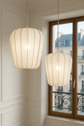 Large Alba Pendant Lamp - White Cotton and Metal