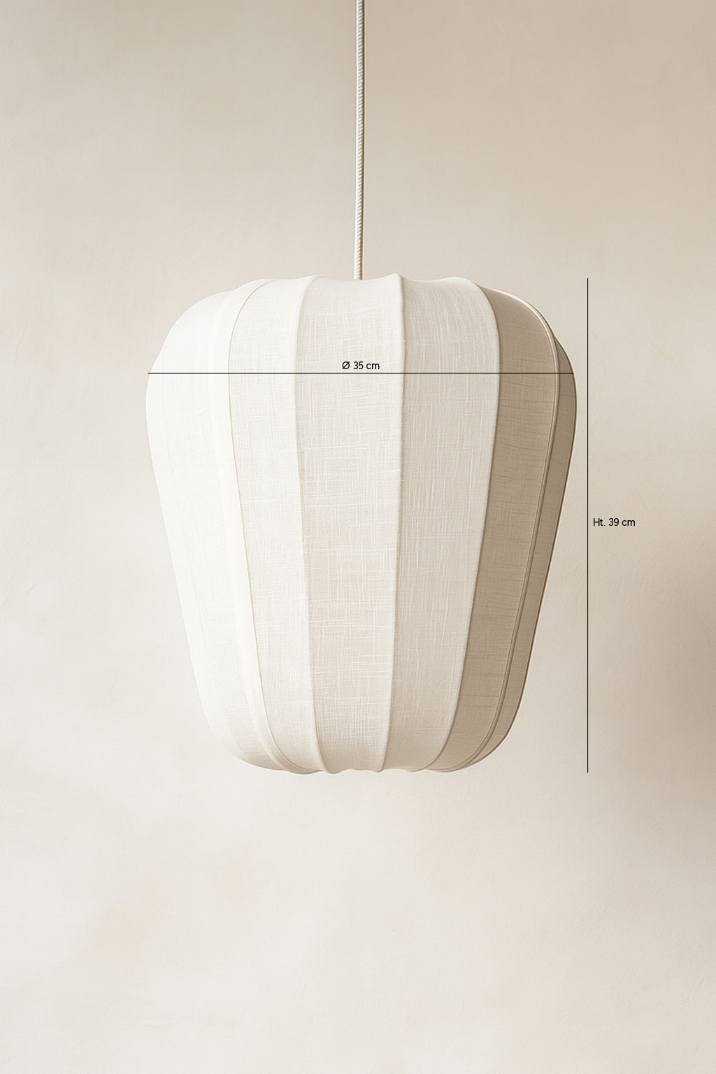 Large Alba Pendant Lamp - White Cotton and Metal