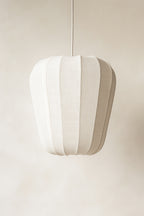 Large Alba Pendant Lamp - White Cotton and Metal