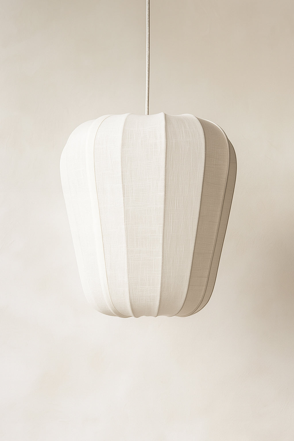 Large Alba Pendant Lamp - White Cotton and Metal