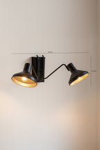 Lámpara de pared Double Snake de metal - Negro y dorado