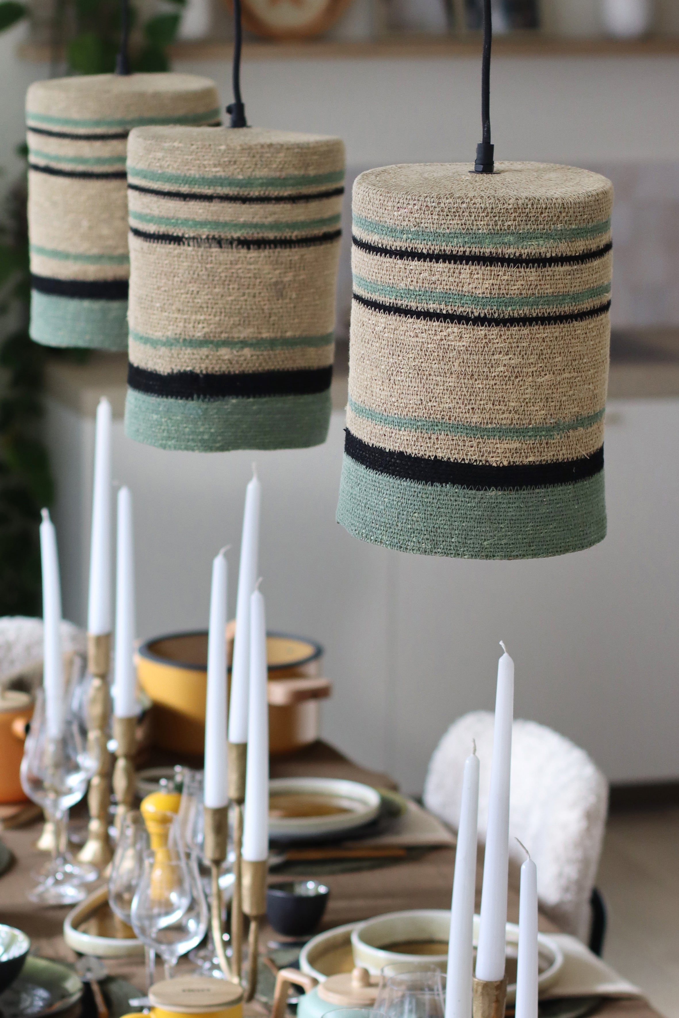 Barbade - Suspension - Jonc De Mer - Vert/Naturel