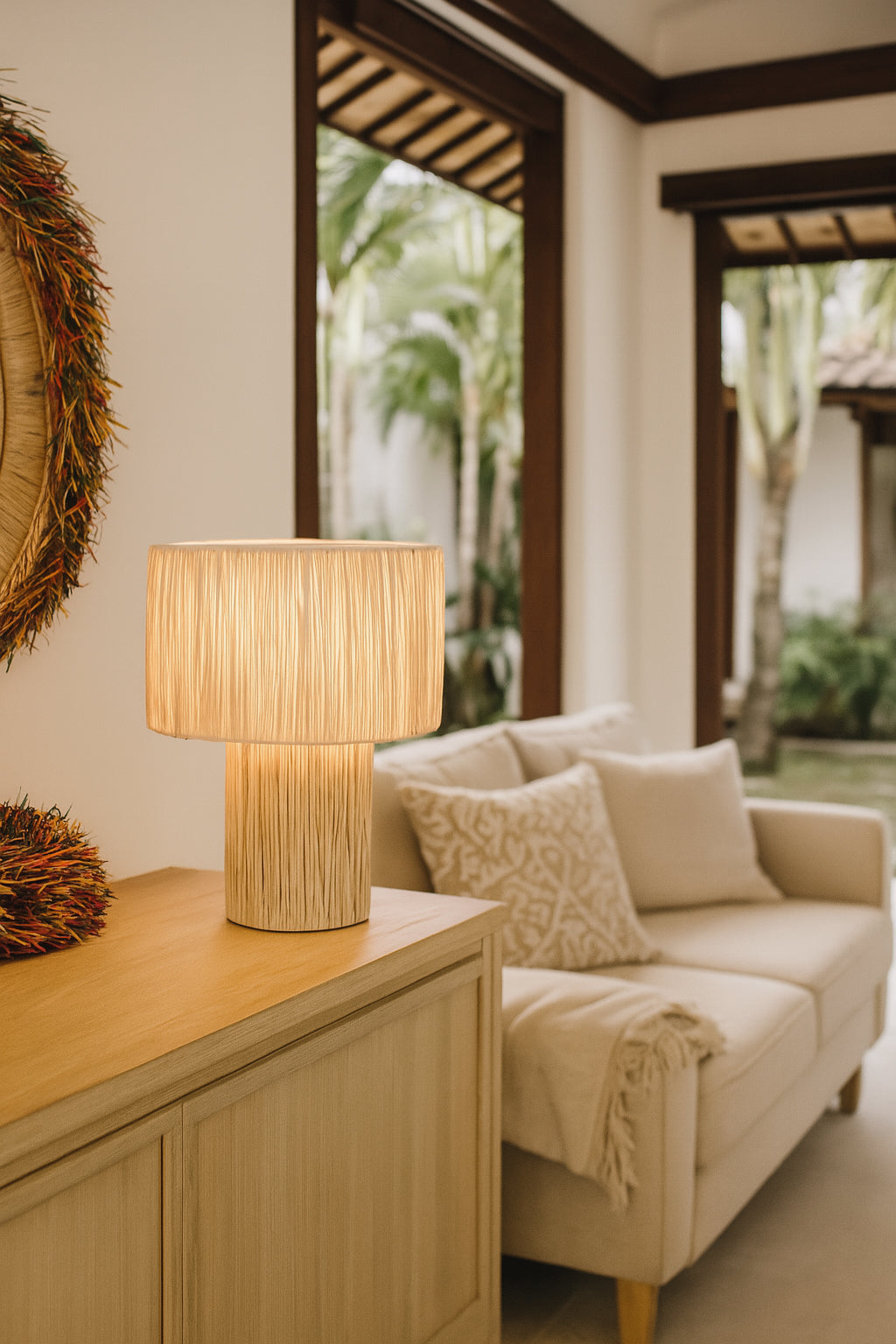 El Nido - Lampe À Poser - Raphia - Naturel