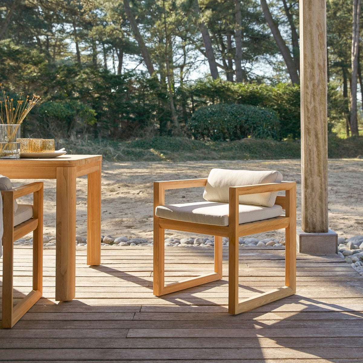 Noah - Chaise De Jardin - Teck - Blanc