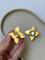 Chantal Audias Vintage Earrings - Hammered Floral Motif