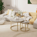 Table Basse Salon Lenny - Travertin/ Or