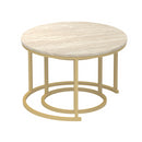 Table Basse Salon Lenny - Travertin/ Or