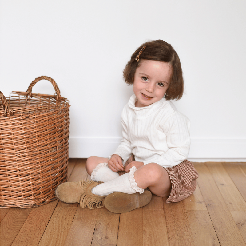 Sous Pull Eugénie Maille Pointelle Blanche - Enfant