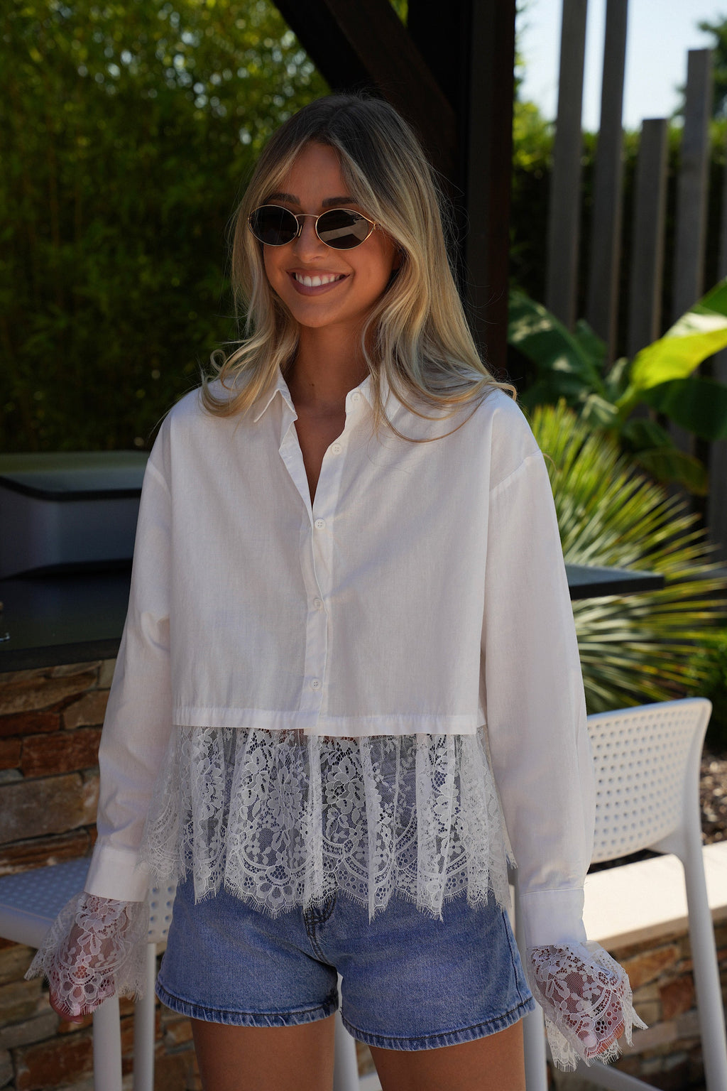 Blouse Dentelle Alica - Blanche
