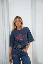 Camiseta Bordada Lino - Azul