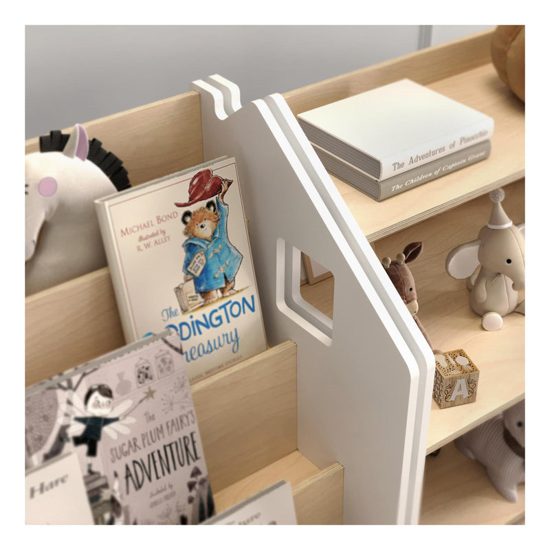 Bibliothèque & Étagère À Jouets Duo – Blanc & Gris