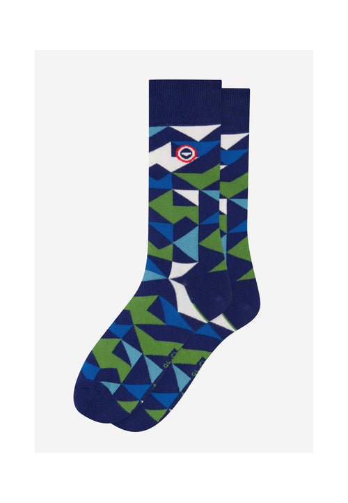 Chaussettes Mi-Hautes - Mosaïque Indigo