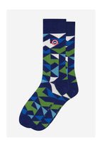 Lucas Mosaic Patterned Calf-High Socks - Indigo