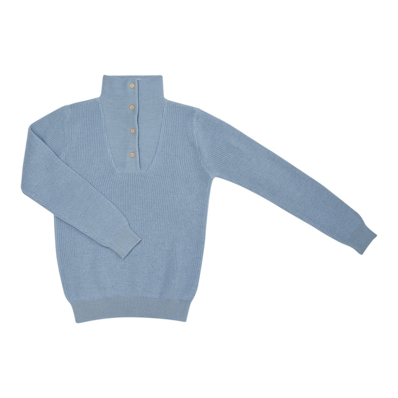 Pull Clotaire Tricot Bleu Chiné 100% Laine - Enfant