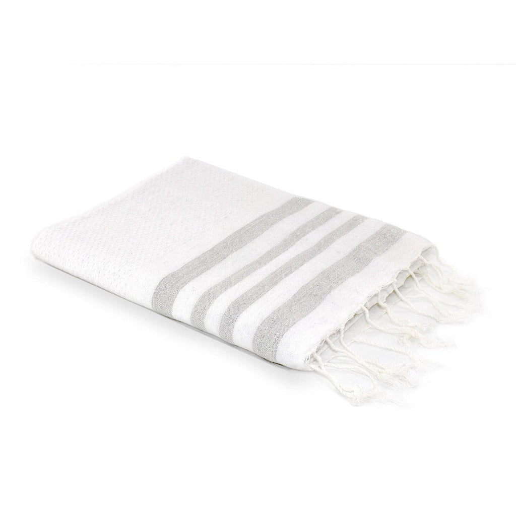 Toalla de baño de algodón nido de abeja 100x200 HAMPTONS blanco / plata