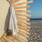 Toalla de baño de algodón nido de abeja 100x200 HAMPTONS blanco / plata